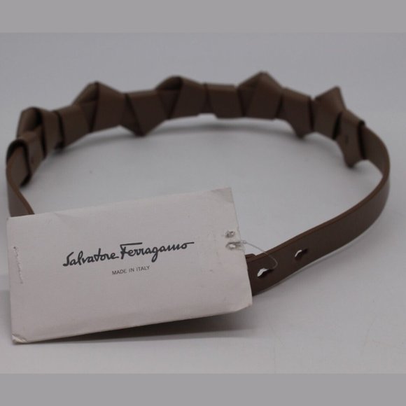 $590 Salvatore Ferragamo BEIGE BRAIDED CALF Leather Belt Size 85, 90 - Picture 9 of 9